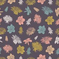 Fondo de patrón sin costuras botánico floral de primavera adecuado con flores de flor de verano para estampados de moda, gráficos, fondos y artesanías vector