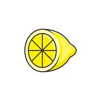 Cartoon icon of lemon. Yellow fruit and peel of lemon vector