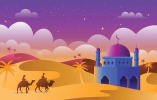 Small Mosque in The Middle of Desert vector