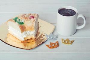 King cake or Roscon de Reyes, typical spanish dessert for Christmas photo
