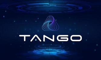 Tango chain logo symbol.NFT game platform.Hologram background.World cryptocurrency. vector