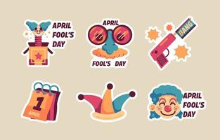 April Fool's Day Sticker Collection vector