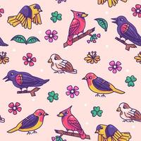 Spring Birds Seamless Pattern vector