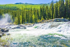 Fast flowing river water of beautiful waterfall Rjukandefossen Hemsedal Norway. photo