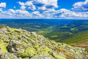 Beautiful valley panorama Norway Hemsedal Hydalen with snowed in Mountains. photo