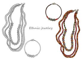 Decoration in ethnic style necklace and bracelet vector
