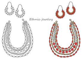 Ethnic short necklace of large beads vector