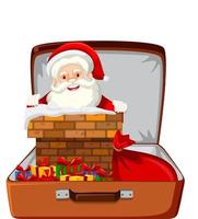 Christmas theme with Santa in a luggage on white background vector