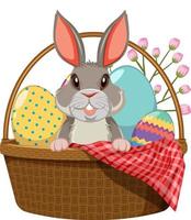 Happy Easter design with bunny in basket vector