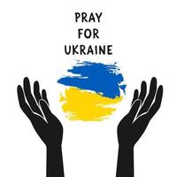 Pray for peace in Ukraine Vector flat illustration on white background concept of Praying, mourning, humanity. No war