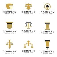 conjunto de diseño de icono de logotipo de empresa de bufete de abogados para empresa multipropósito vector