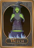 Old witch character game card template vector