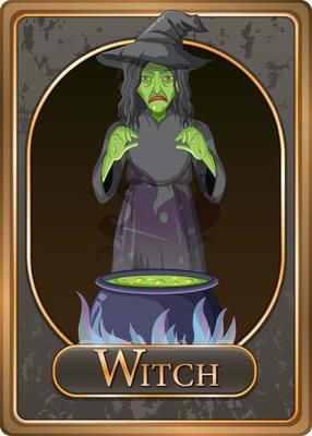 Old witch character game card template