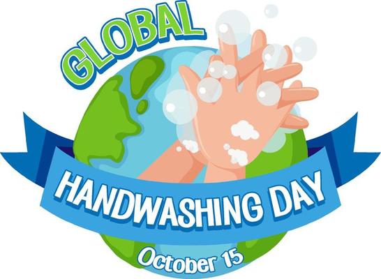 Global Handwashing Day banner in cartoon style