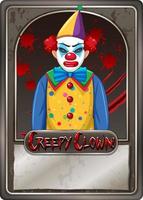 Creepy clown character game card template vector