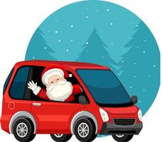 tema navideño con santa en el coche vector