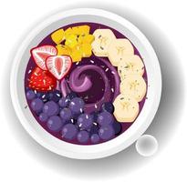 Top view Acai food bowl on white background vector