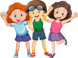 Group of teenage girls on white background vector