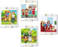 Set of family pictures in cartoon style vector