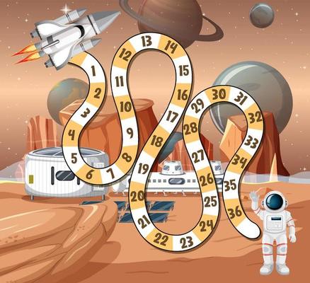 Counting numbers game template with astronaut theme