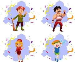 Set of people on confetti background vector