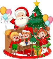 Children celebrating Christmas with Santa Claus vector