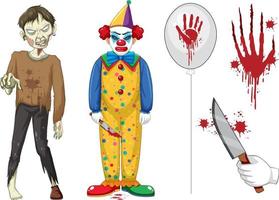 Set of halloween characters on white background vector