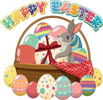 Happy Easter design with easter bunny in basket vector