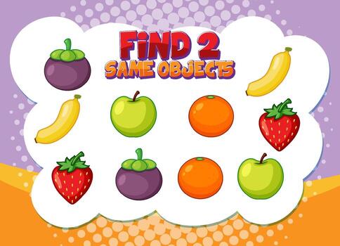 Find object game template of fruit vector