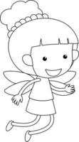 Cute fairy doodle outline for colouring vector