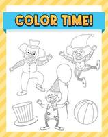Circus doodle outline for colouring printable vector