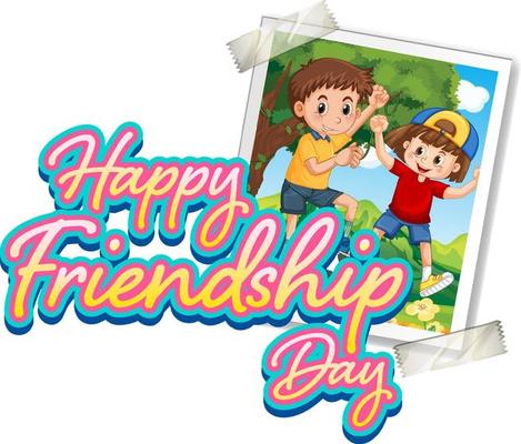 Happy friendship day with a photo of children