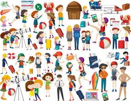 Set of people in different actions vector