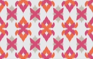 Beautiful Ethnic ikat art. Pink Seamless pattern in tribal, folk embroidery, and Mexican style. Aztec geometric art ornament print.Design for carpet, wallpaper, clothing, wrapping, fabric. vector