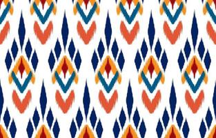 hermoso arte abstracto étnico ikat. patrón de kasuri sin costuras en bordado tribal, folclórico y estilo mexicano. estampado de adornos de arte geométrico azteca. diseño para alfombras, papel pintado, ropa, envoltura, tela. vector