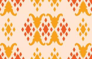 hermoso arte abstracto étnico ikat. el patrón amarillo sin costuras en estilo de damasco de bordado popular tribal. estampado de adornos de arte geométrico. diseño para moqueta, papel pintado, ropa, envoltura, tela, cubierta. vector