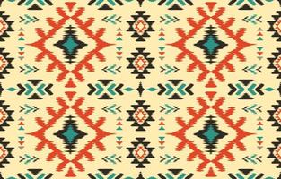 hermoso arte abstracto étnico ikat. patrón impecable en estilo tribal, bordado folclórico y mexicano. impresión de ornamento de arte geométrico azteca. diseño para moqueta, papel pintado, envoltura, tela, cubierta. vector