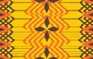 Ikat ethnic design background. Seamless ikat yellow pattern in tribal, folk embroidery abstract art. Aztec geometric art ornament print.Design for carpet, wallpaper, clothing, wrapping, fabric, cover vector