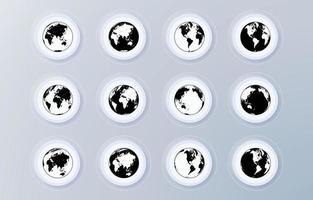 Black and White Globe Icons vector