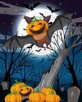 Halloween night scene with group of bats vector