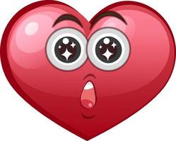 Heart face with open mouth and big eyes vector