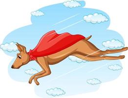 perro con capa roja volando vector