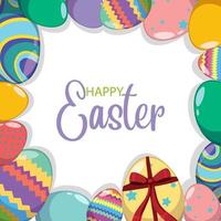 Happy Easter design with decorated eggs vector