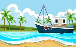 Ship on the ocean scene vector