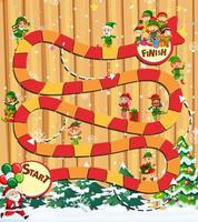 Snake and ladders game template with Christmas theme vector