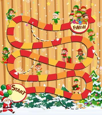 Snake and ladders game template with Christmas theme