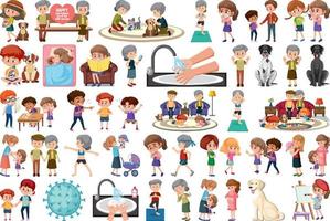 Set of different activities people in cartoon style vector