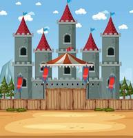 Medieval scene with palace vector
