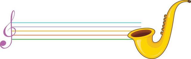 un saxofón con notas musicales sobre fondo blanco vector