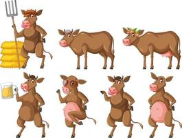 Set of different milk cows in cartoon style vector